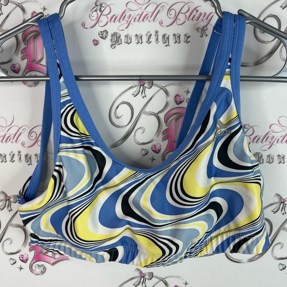 Adidas bra sports swirls climalite sporty Blue and White Sports Bra